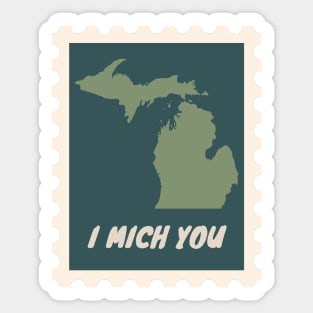 I Mich You - Michigan Postage Stamp Sticker